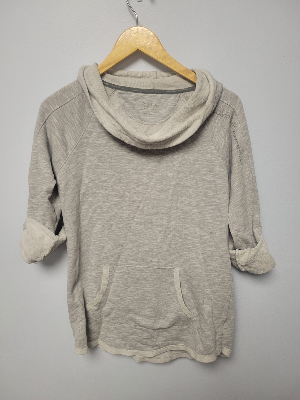 Calvin Klein Performance Quick Dry Sweater Cowl Neck Kangaroo Pocket